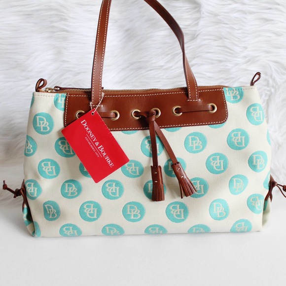 Dooney & Bourke DB Monogram Canvas Leather Shoulder Bag - Picture 1 of 13